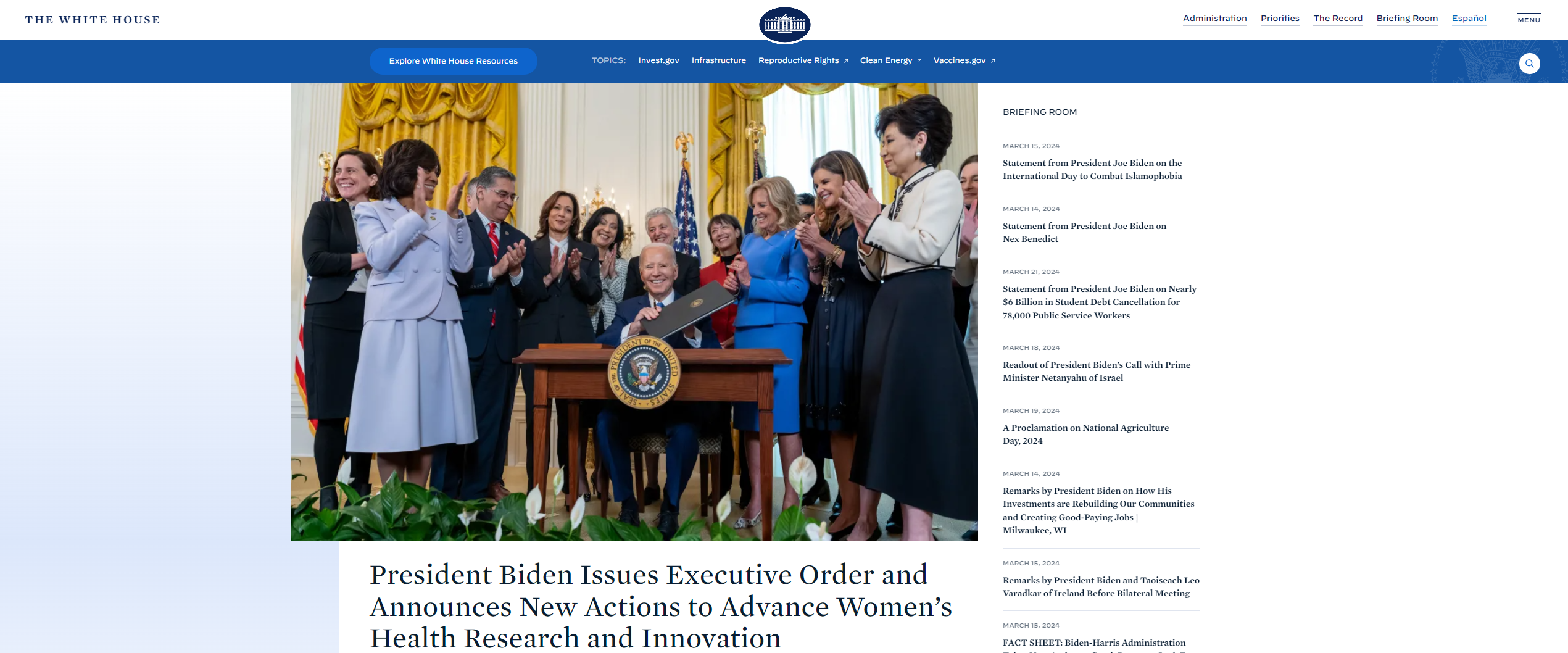 Beyaz Saray WordPress kullanıyor.